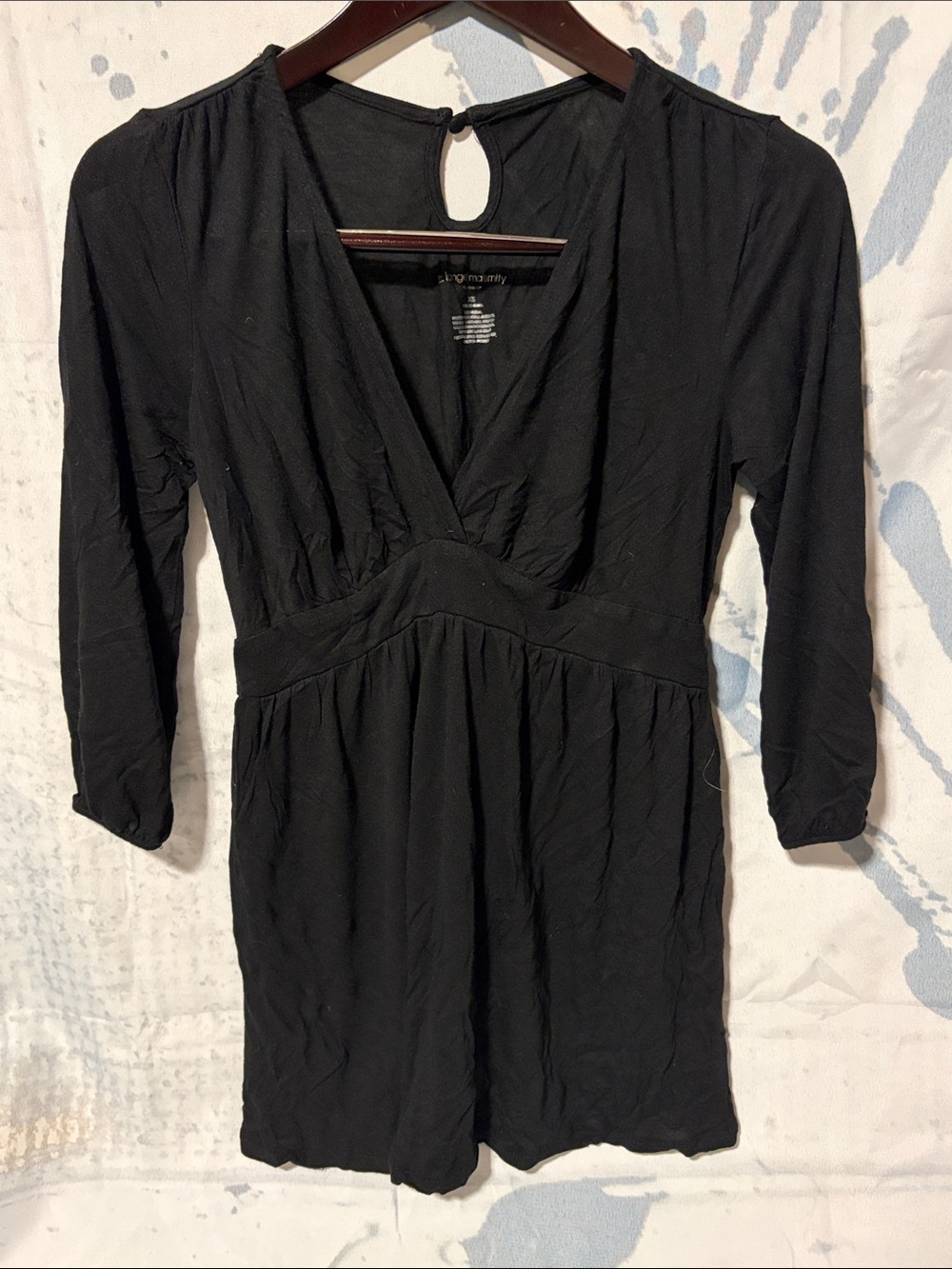 Liz Lange Maternity Black V-Neck Empire Waist Women's Dress